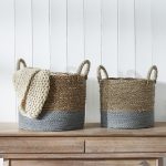 Banana Leaf Two Tone Natural and Grey Baskets 7