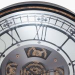 Antique Gold Wood and Mirror Working Cog Round Wall Clock - Image 3