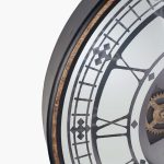 Antique Gold Wood and Mirror Working Cog Round Wall Clock - Image 5