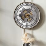 Antique Gold Wood and Mirror Working Cog Round Wall Clock - Image 6