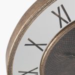 Antique Gold Wood and Geo Print Mirror Wall Clock - Image 2