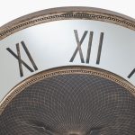 Antique Gold Wood and Geo Print Mirror Wall Clock - Image 3