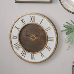 Antique Gold Wood and Geo Print Mirror Wall Clock - Image 5