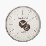 Ivory and Silver Wood Working Cog Wall Clock