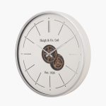 Ivory and Silver Wood Working Cog Wall Clock - Image 2