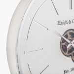 Ivory and Silver Wood Working Cog Wall Clock - Image 6