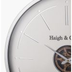 Ivory and Silver Wood Working Cog Wall Clock - Image 7