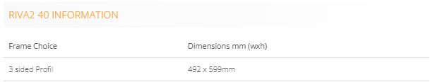 Riva2 3 sided dimensions