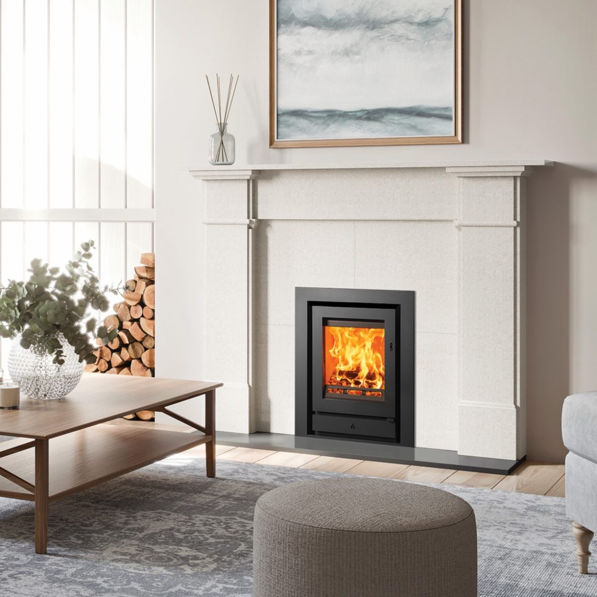 Stovax, Riva2 40 Inset w/ 3-sided Frame - Image 1