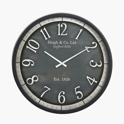 Black Wood Effect Round Wall Clock
